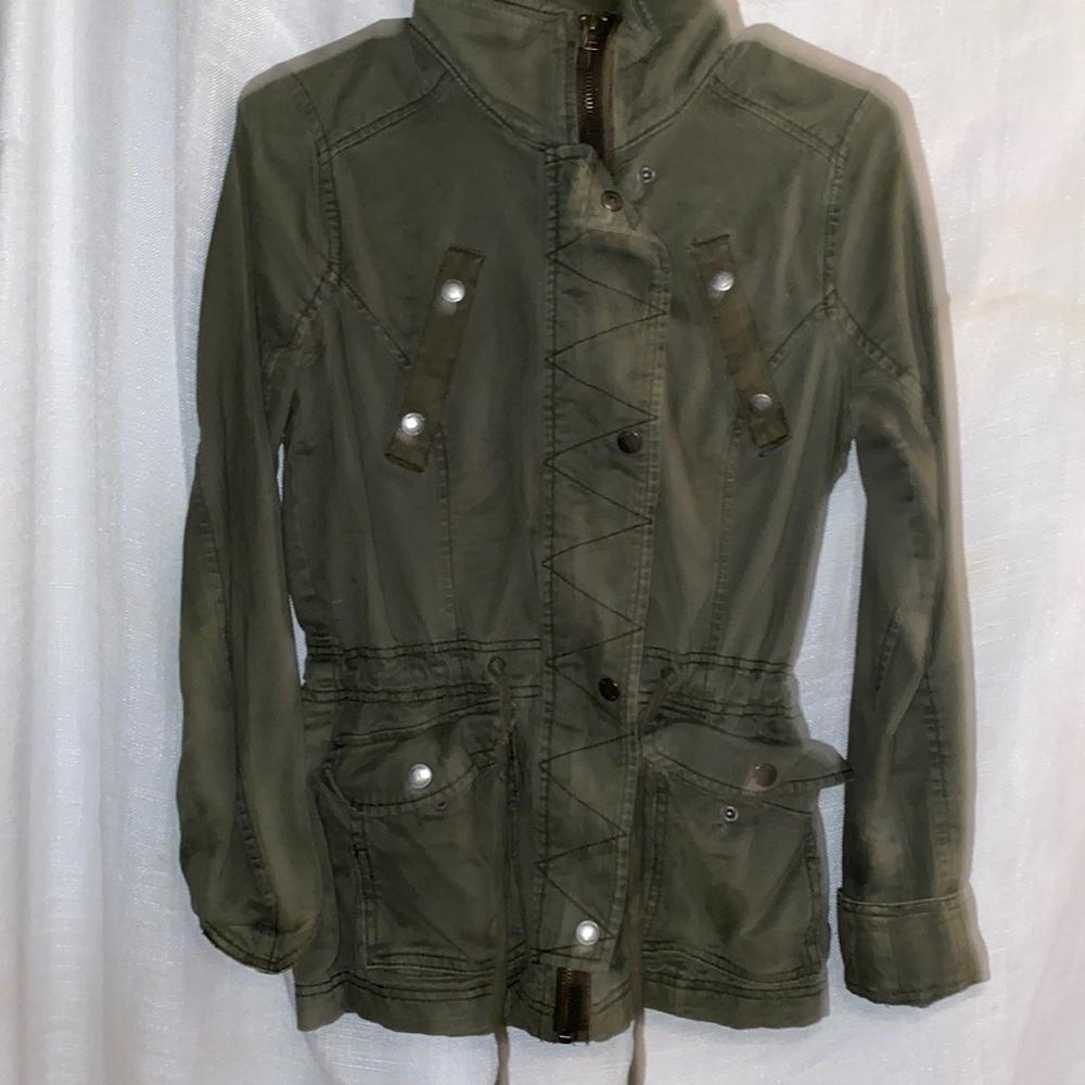 A green jean jacket